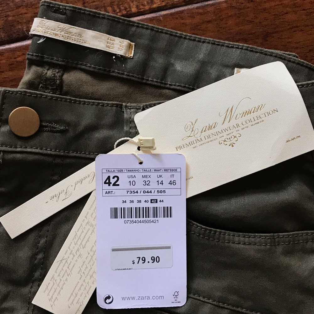 Sold. NWT Zara Olive Skinny Jeans - Picture 3 of 6